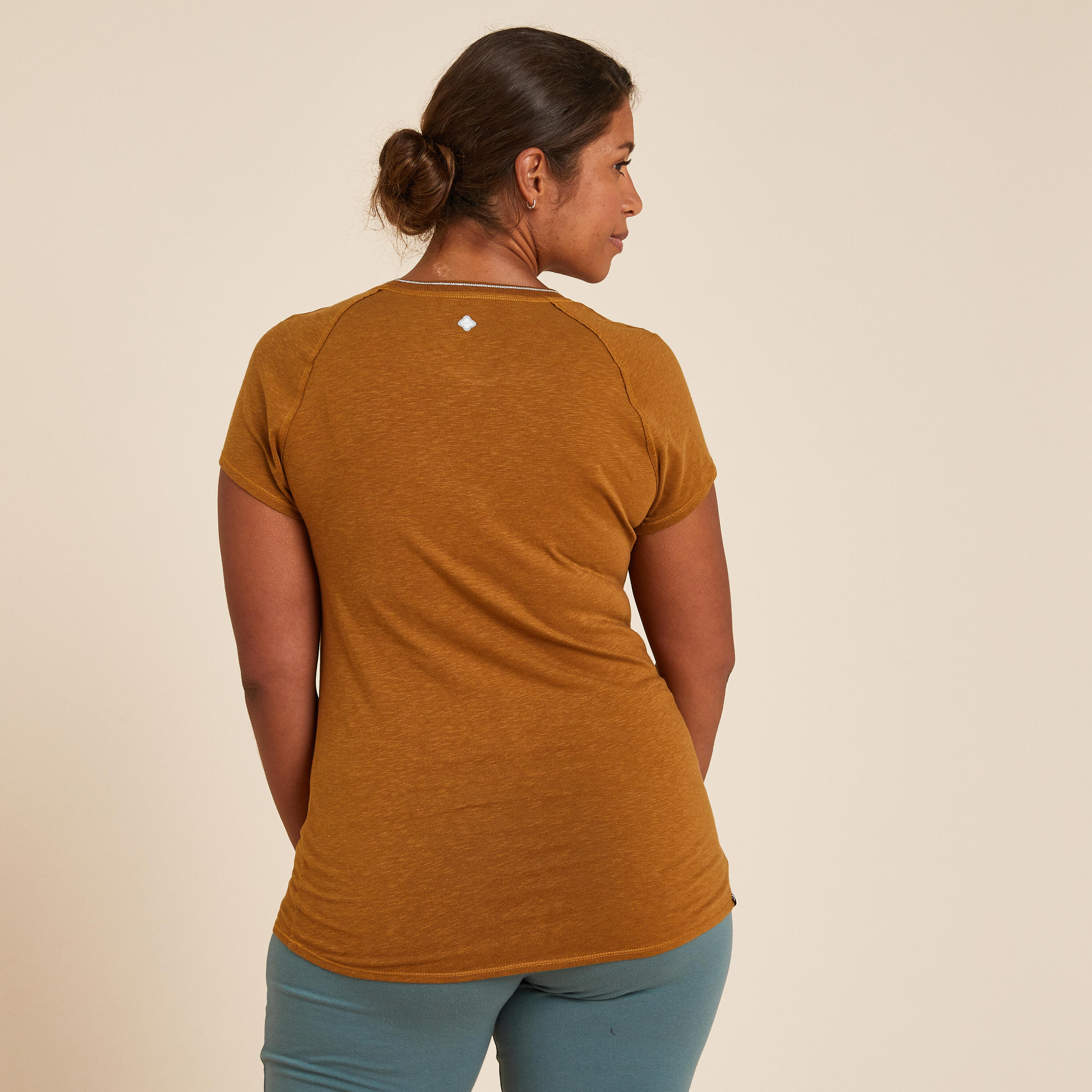Women's Gentle Yoga Cotton T-Shirt - Brown 4/5
