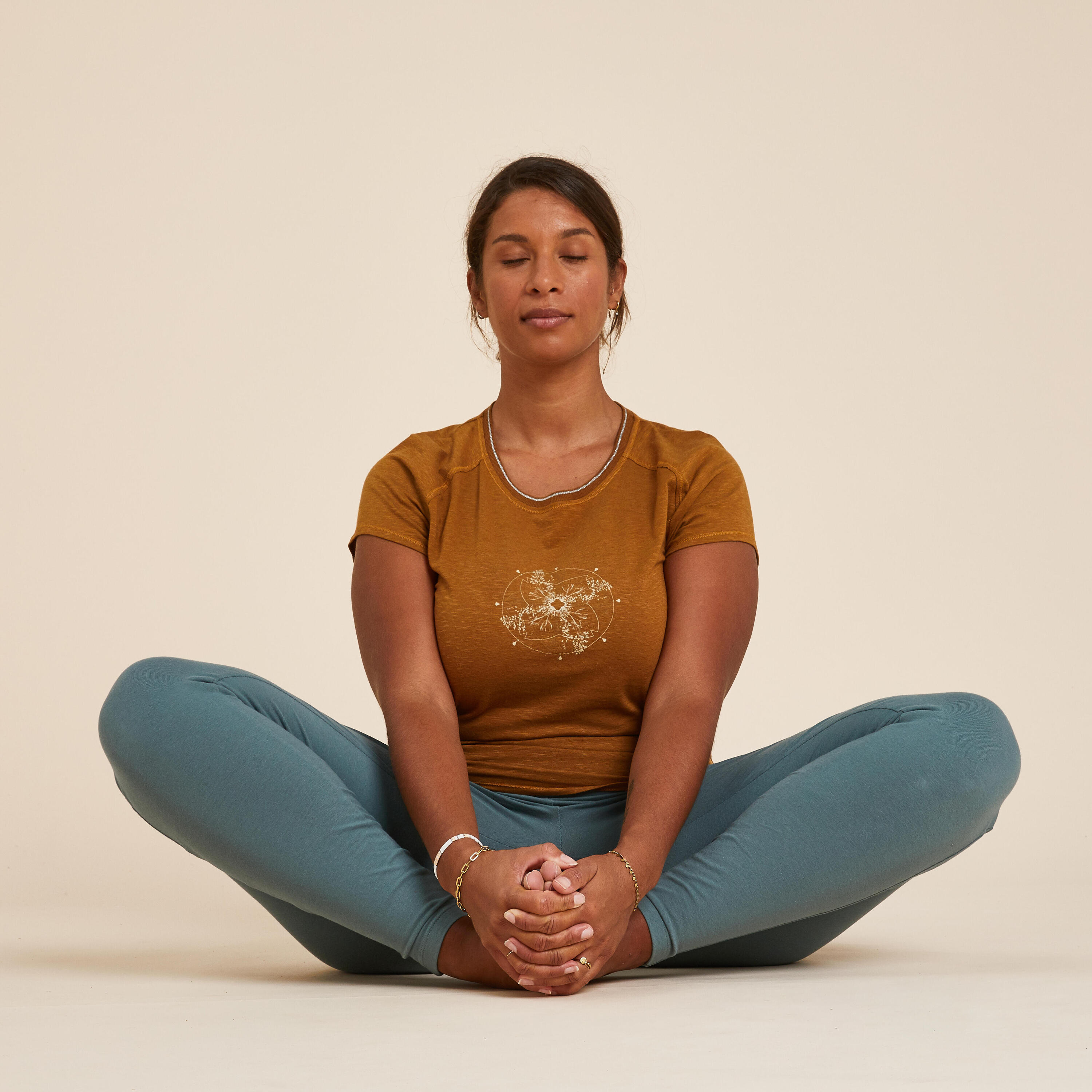 Women's Gentle Yoga Cotton T-Shirt - Brown 2/5