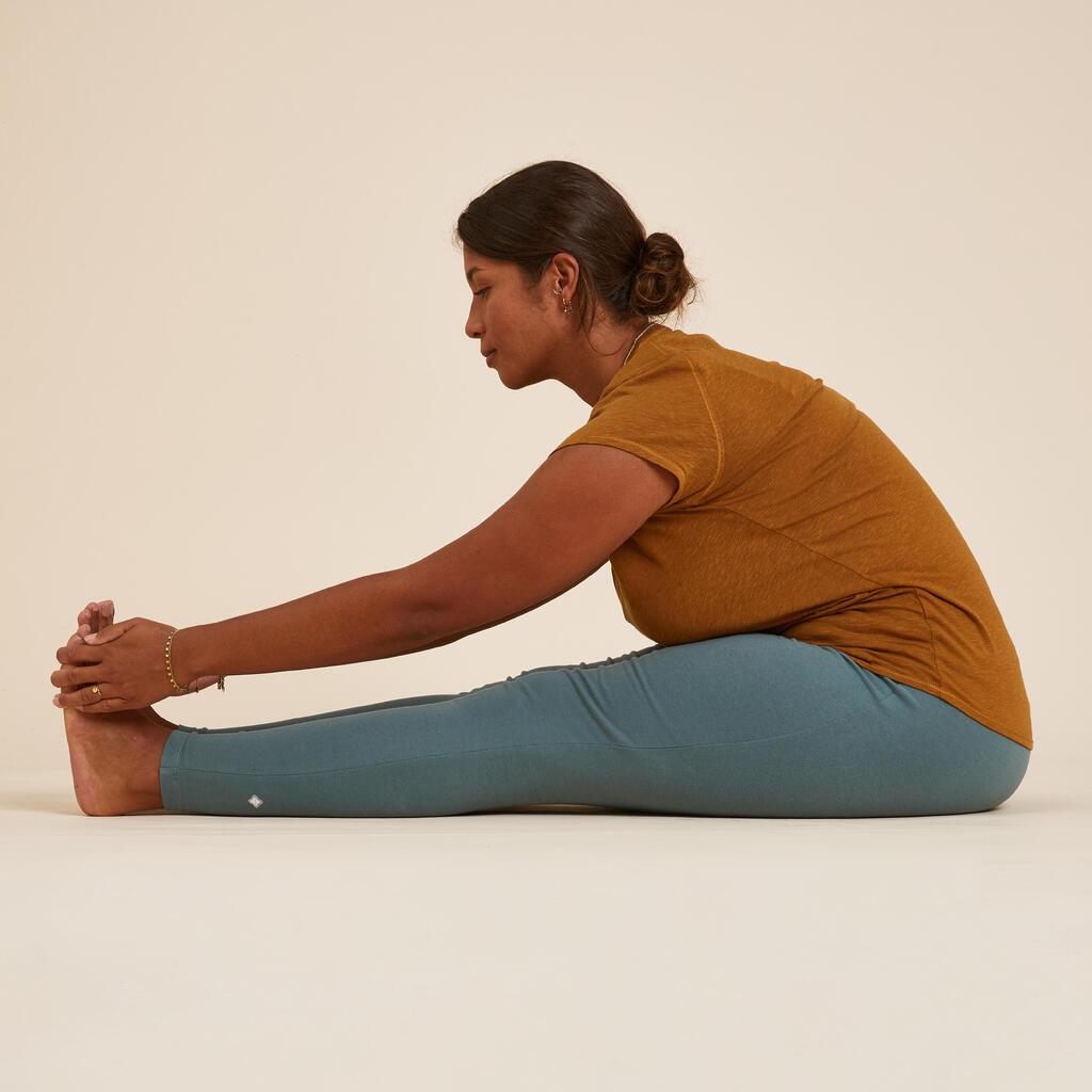 Leggings Yoga Damen Baumwolle - khaki/grau