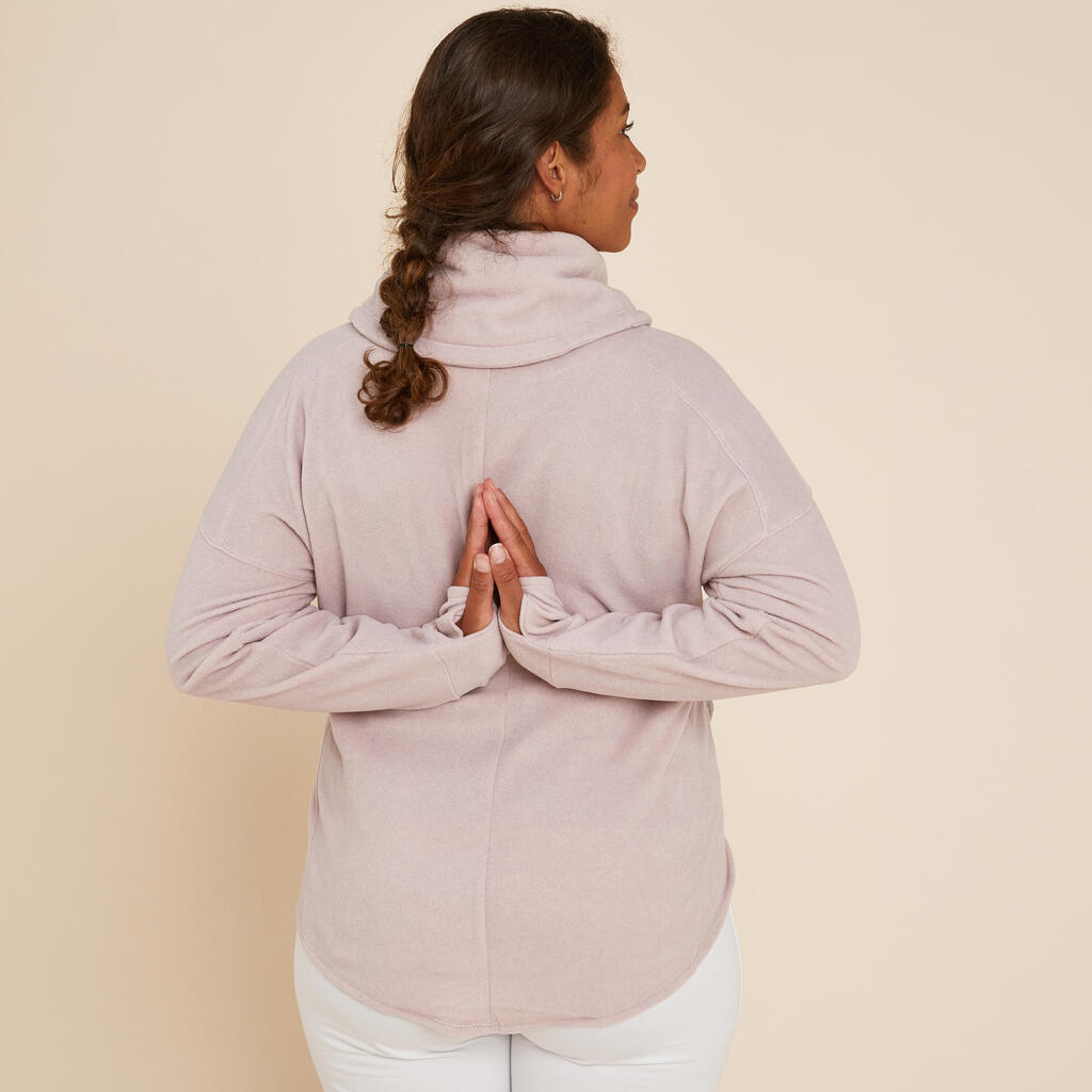 Sudadera Tejido Polar Relajación Yoga Mujer Rosa Jaspeado