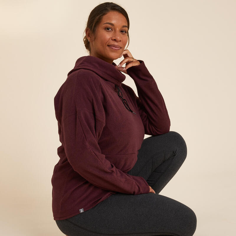 Fleece sweater voor yoga dames bordeaux