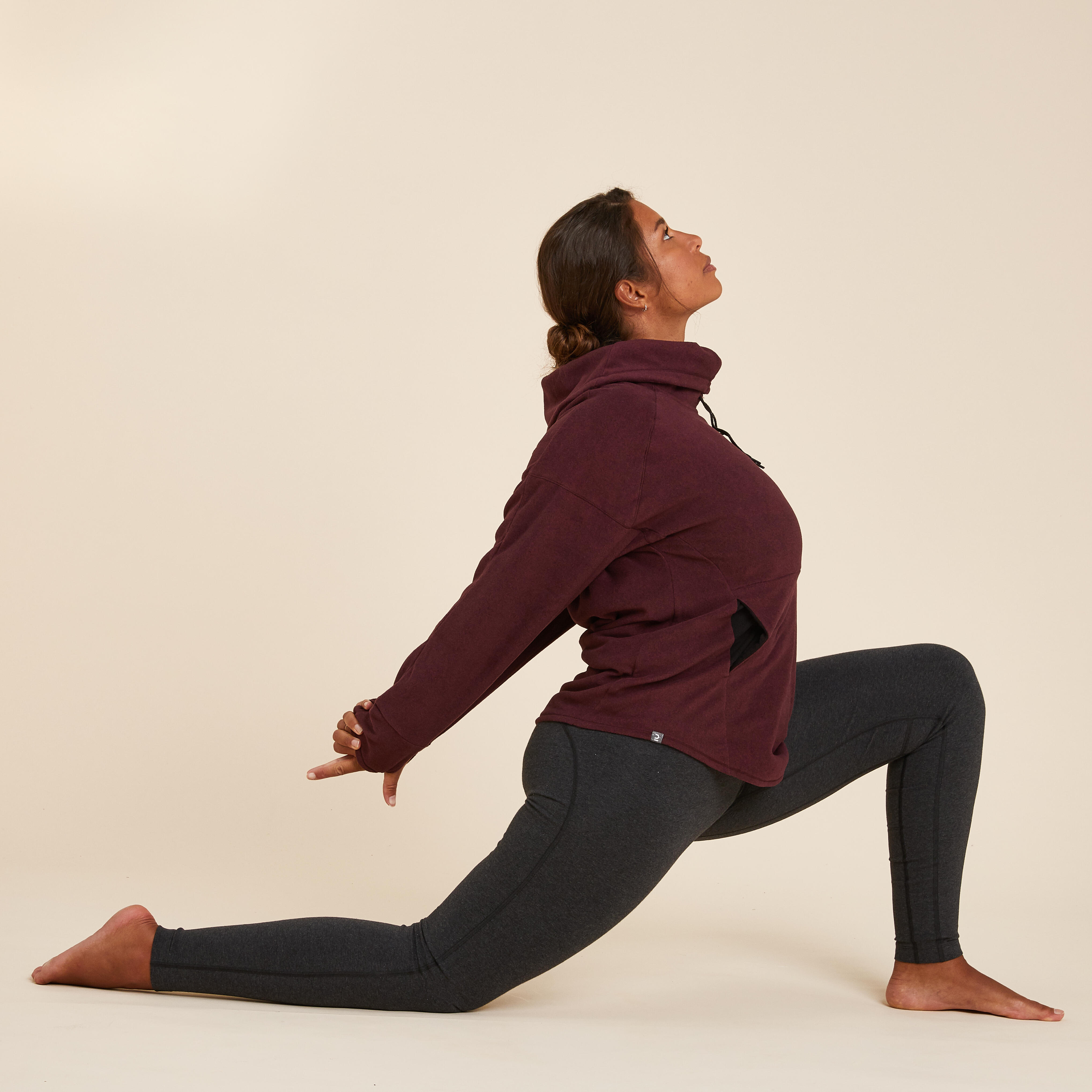SWEAT YOGA FEMME RELAXATION POLAIRE BORDEAUX Decathlon