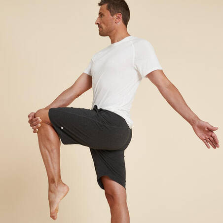 Celana Pendek Yoga Ringan Katun Organik Pria - Abu-abu
