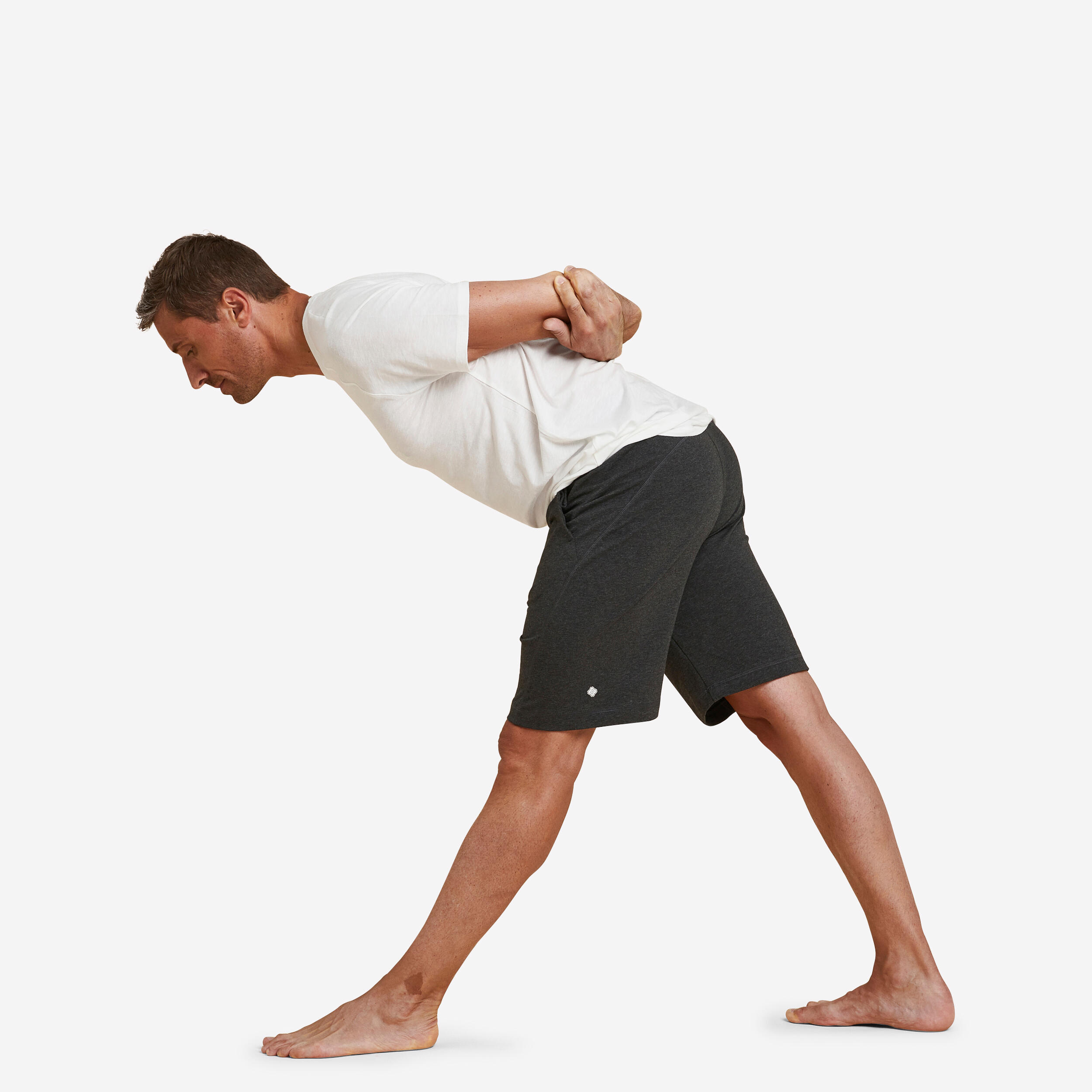 Men's Cotton Yoga Shorts - Grey - Grey, Black - Kimjaly - Decathlon