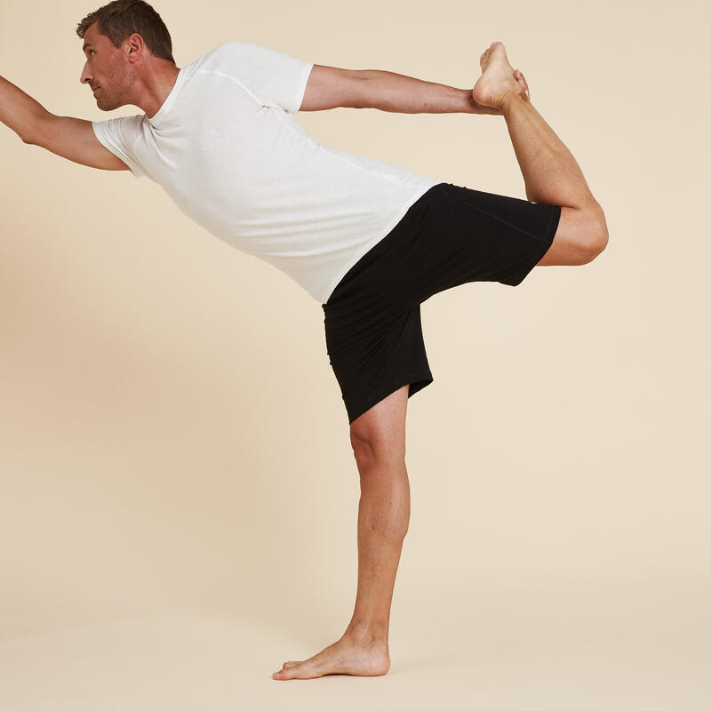Pantaloncini uomo yoga regular misto cotone leggero eco-ideati neri