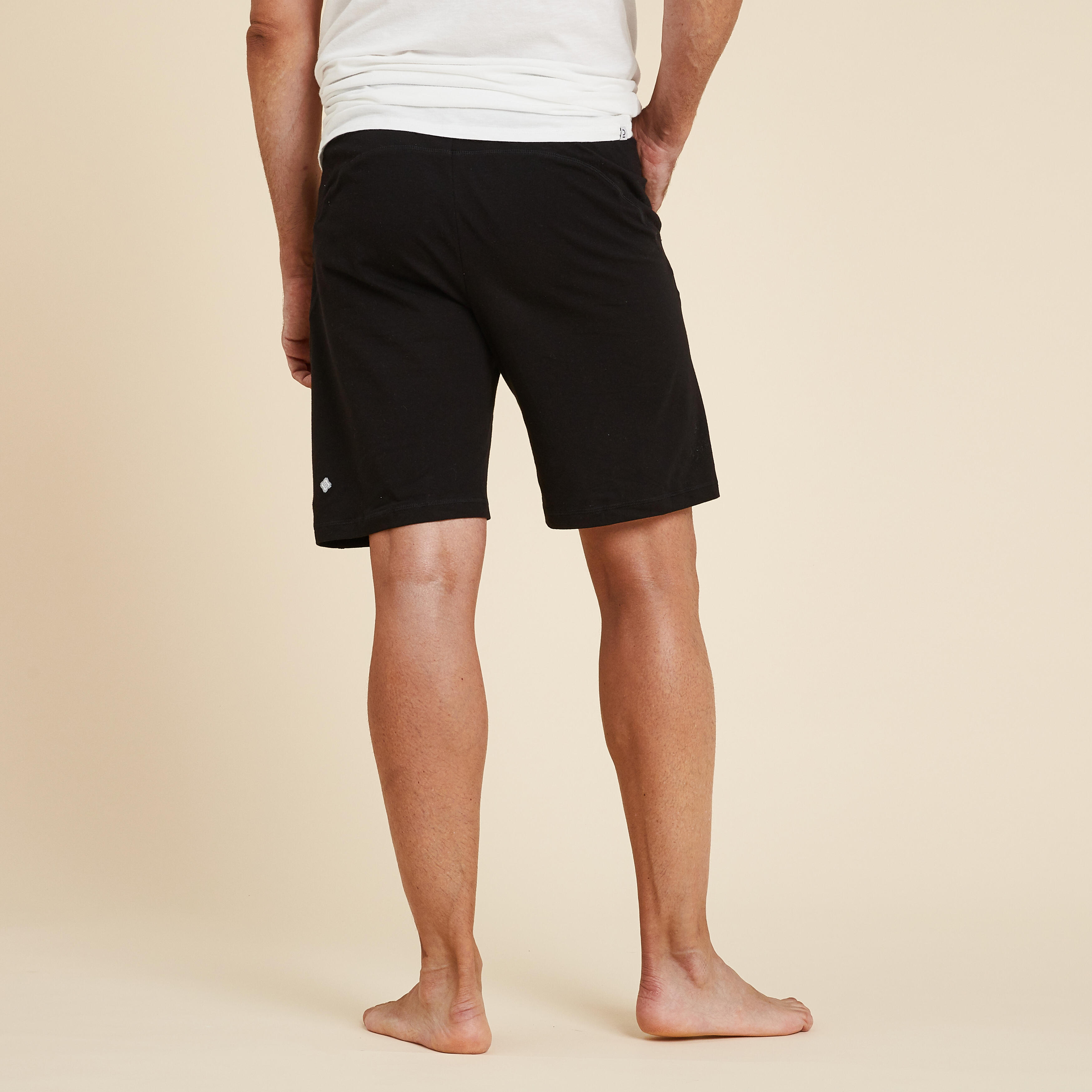 Men s Cotton Yoga Shorts Black Decathlon