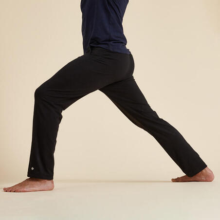 Штани чоловічі для м’якої йоги з органічно вирощеної бавовни чорні
