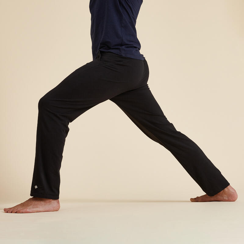 Calças de yoga dos homens cintura baixa cordão em linha reta solta