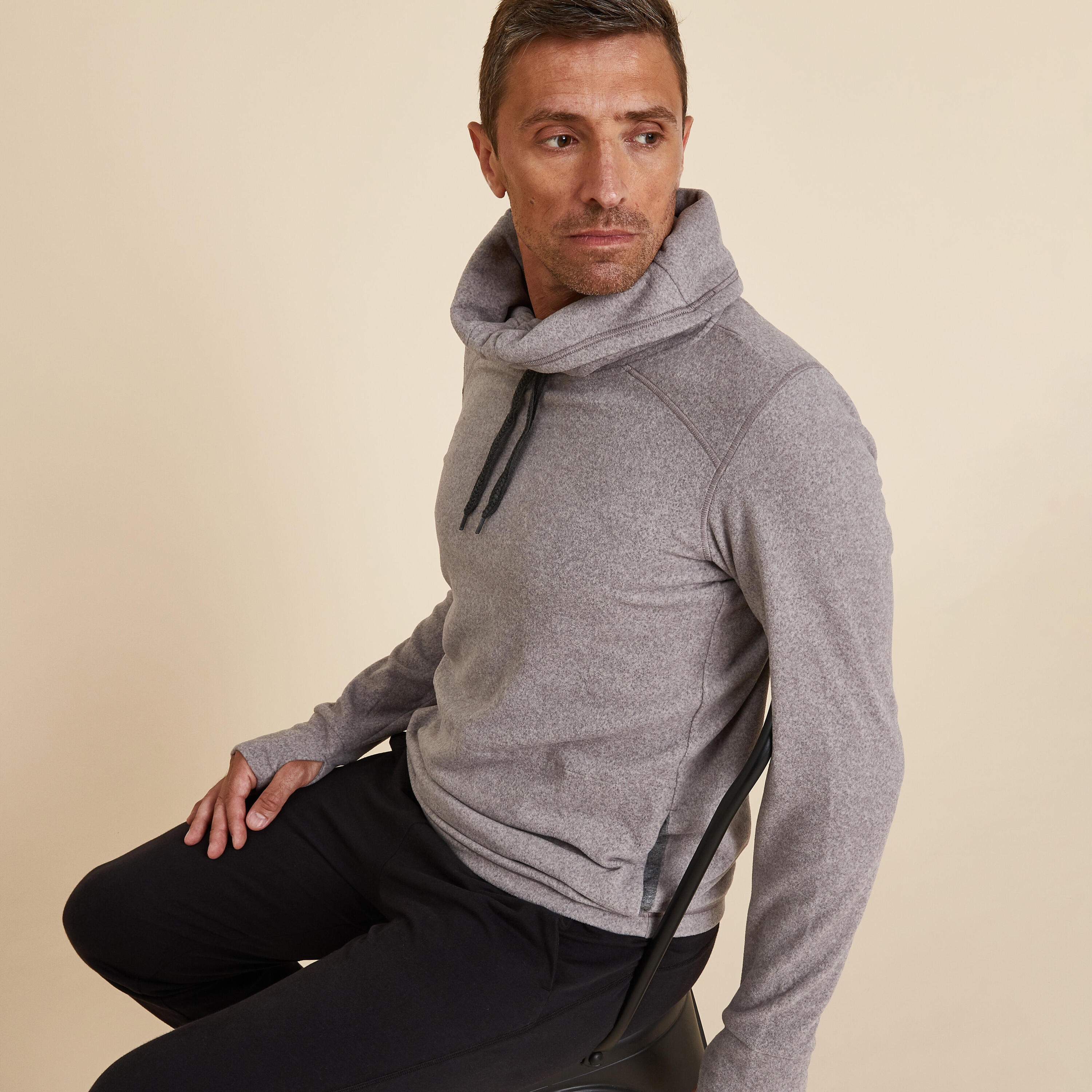 Men's Fleece Yoga Sweatshirt - Dark Grey 3/9