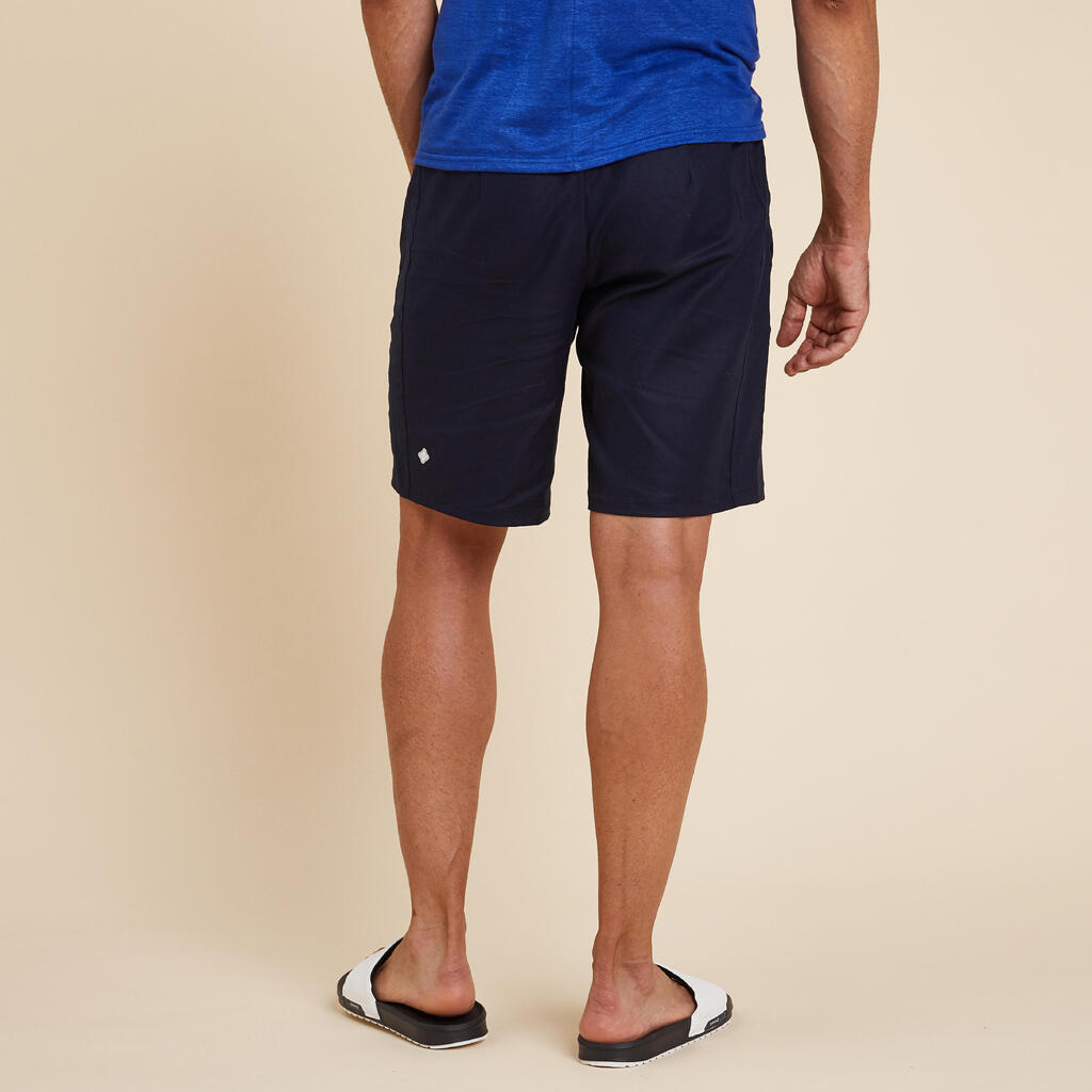 Men's Yoga Linen and Cotton Shorts - Indigo Blue