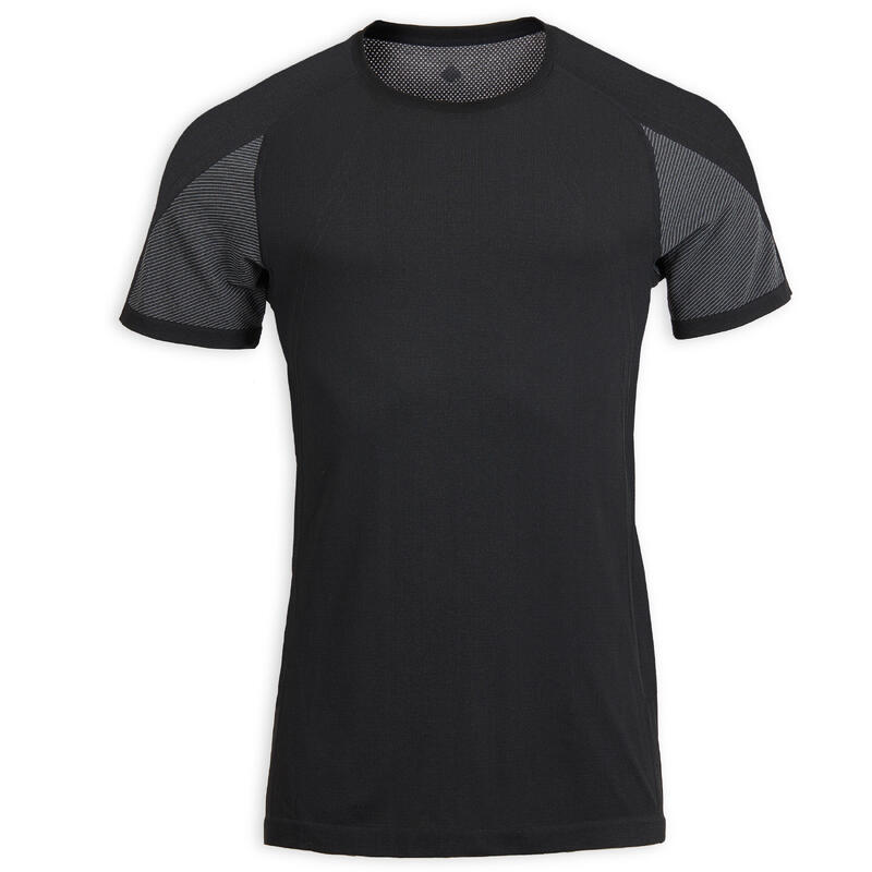 T-SHIRT SEAMLESS YOGA HOMME SECONDE PEAU NOIR