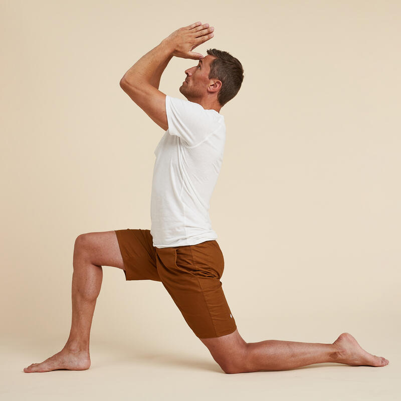 Pantaloncini uomo yoga lino e cotone marroni