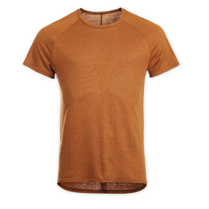 T-shirt uomo yoga 100% lino marrone