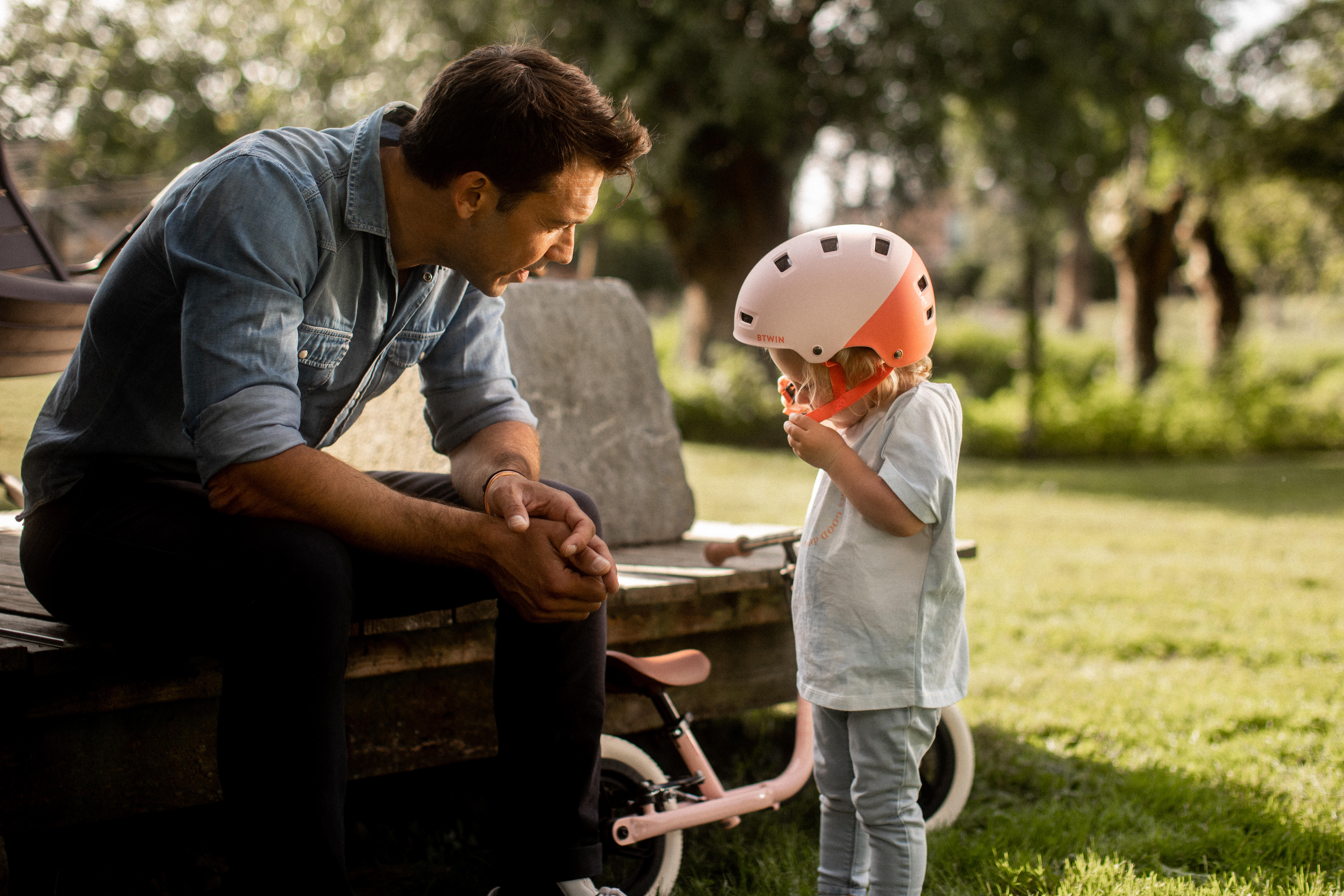 Casque à vélo en bol enfant – 520 rose TP - BTWIN