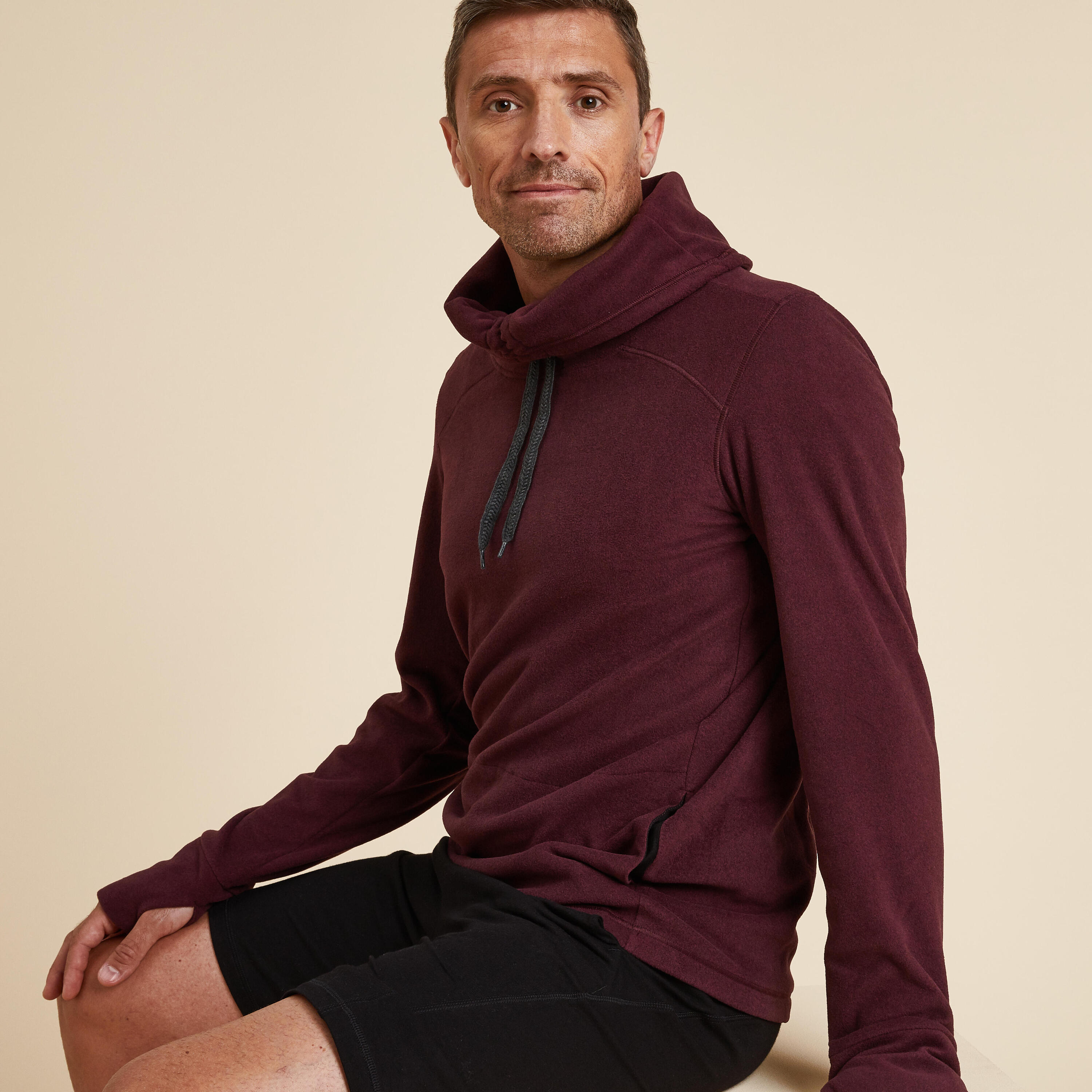 Men's Fleecy Yoga Sweatshirt - Burgundy 3/6