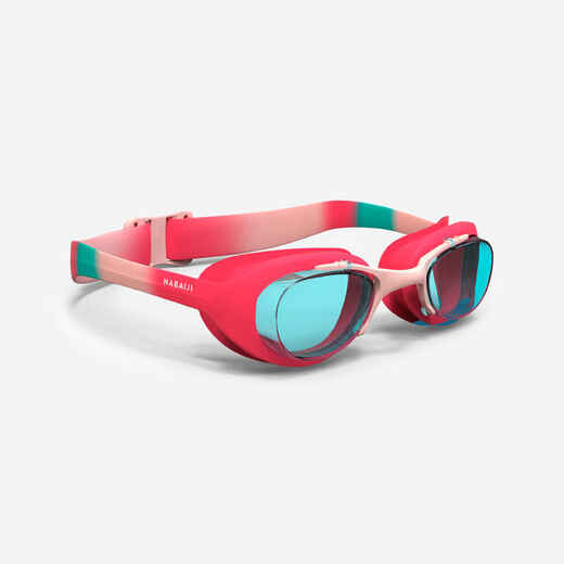 
      Naočale za plivanje Xbase s prozirnim staklima dječje ružičasto-plave
  