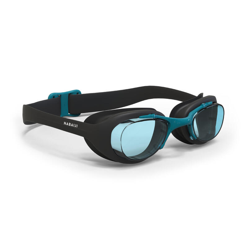 Zwembril XBASE universele maat zwart blauw heldere glazen
