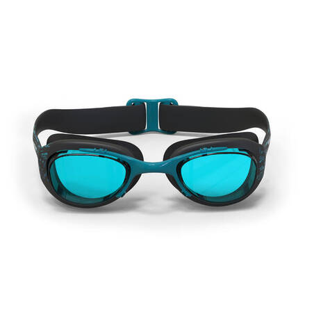 XBASE 100 PRINT ADULT SWIMMING GOGGLES - CLEAR LENSES - PALM BLUE