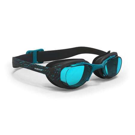 XBASE 100 PRINT ADULT SWIMMING GOGGLES - CLEAR LENSES - PALM BLUE