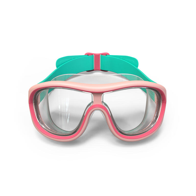 Mască înot în piscină SWMDOW lentilă transparentă, roz-verde, copii