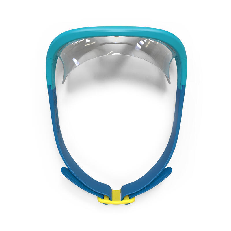 Maschera da piscina SWIMDOW blu-giallo con lenti chiare per viso piccolo 
