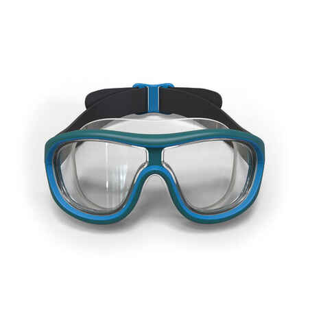 Skaidraus stiklo plaukimo kaukė „Swimdow “, L dydžio, pilka, mėlyna