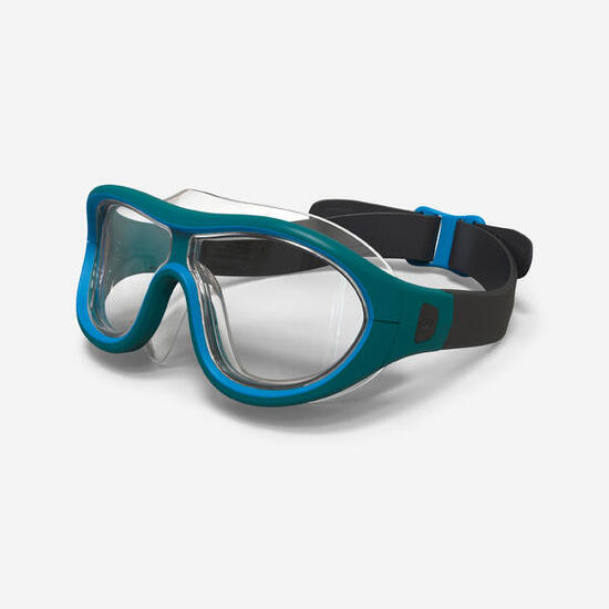 Maschera piscina taglia unica SWIMDOW lenti chiare blu-nero