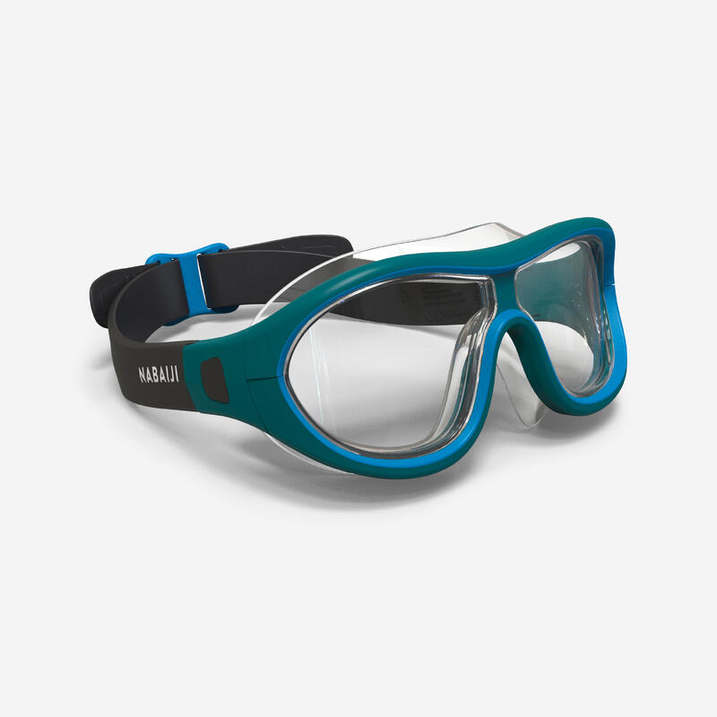 Yüzücü Maskesi - L Boy - Mavi / Gri - Şeffaf Camlar - 100 Swimdow
