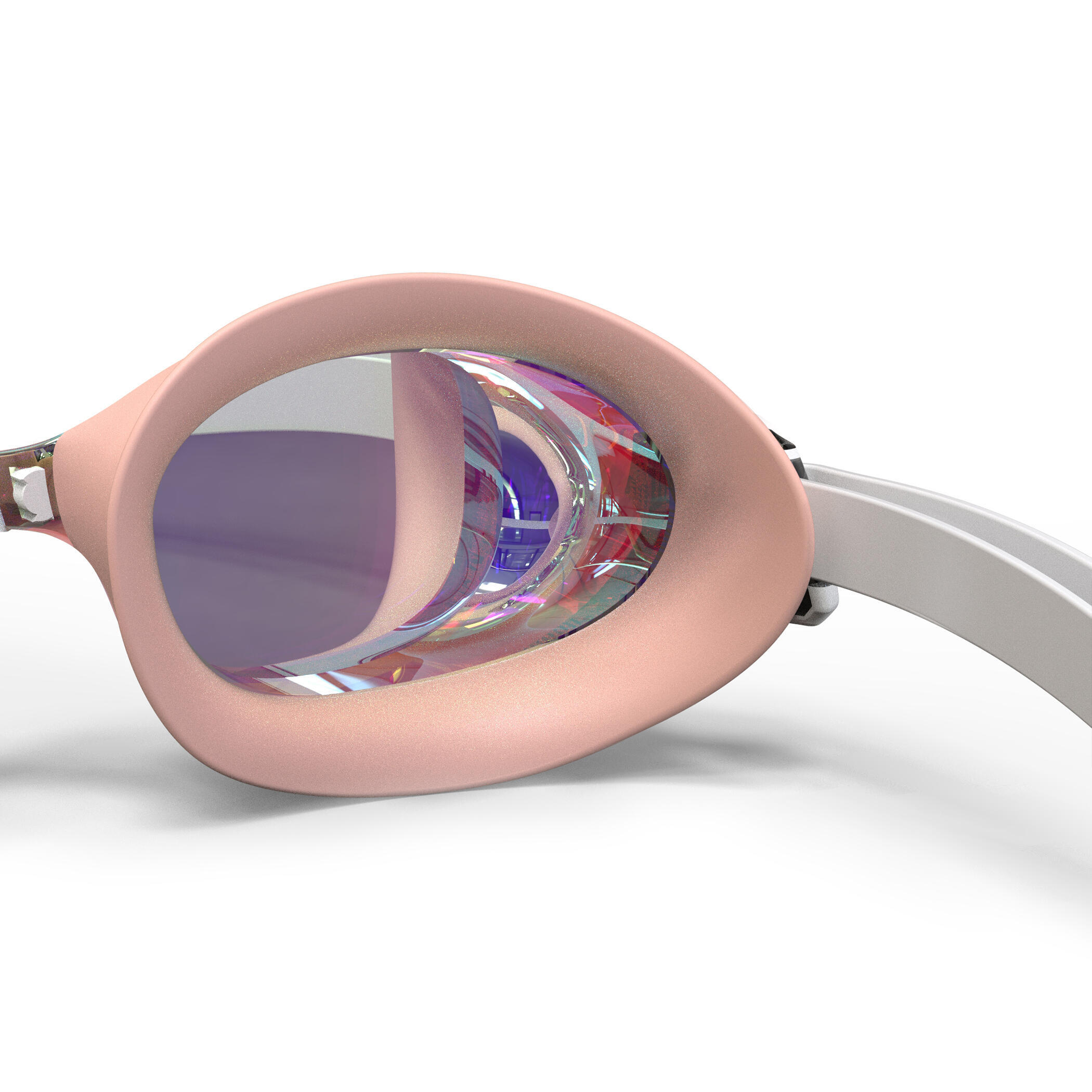 Swimming goggles One Size Fits All - Bfit white mirror lenses pink pearl 5/6