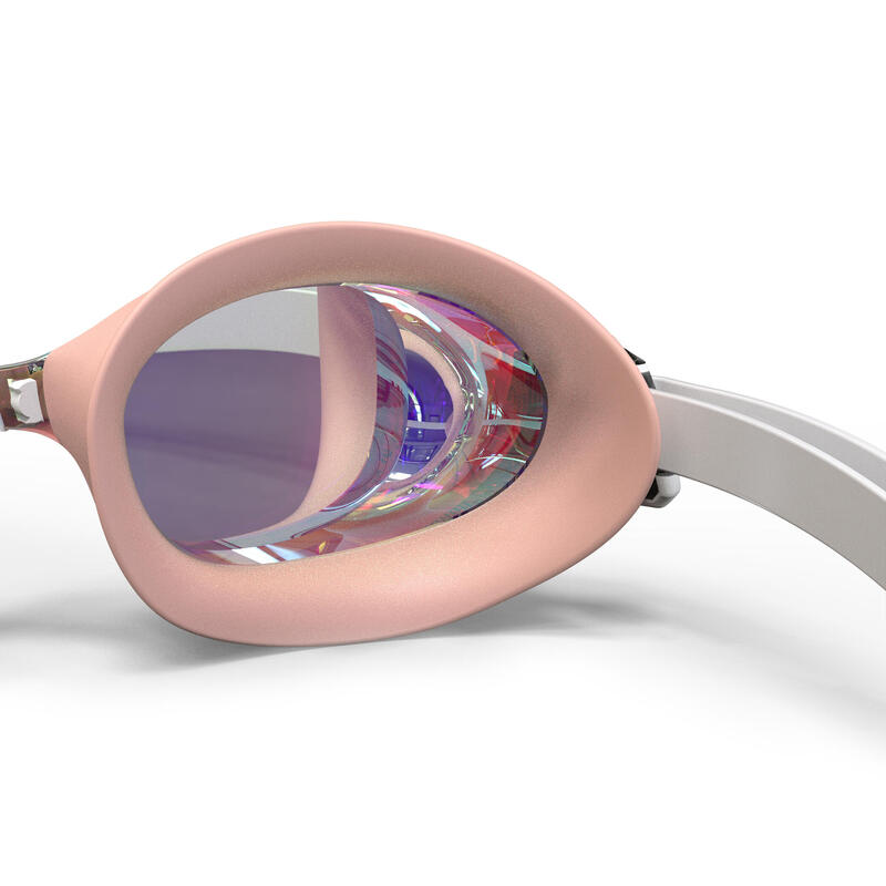 Óculos de Natação BFIT - Lentes Espelhadas - Tamanho Único - Branco Rosa