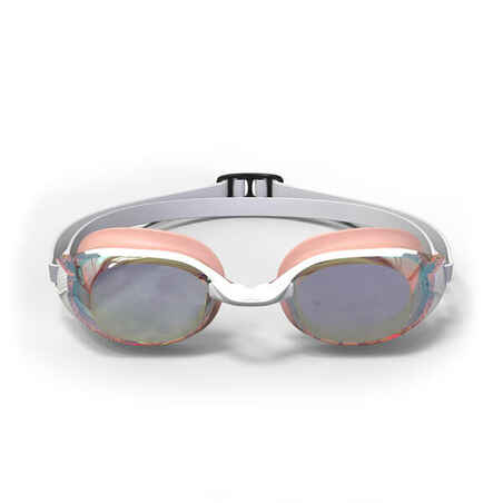BFIT 500 Adult Swimming Goggles Mirrored Lenses - Pink White