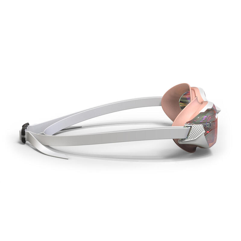 Óculos de Natação BFIT - Lentes Espelhadas - Tamanho Único - Branco Rosa