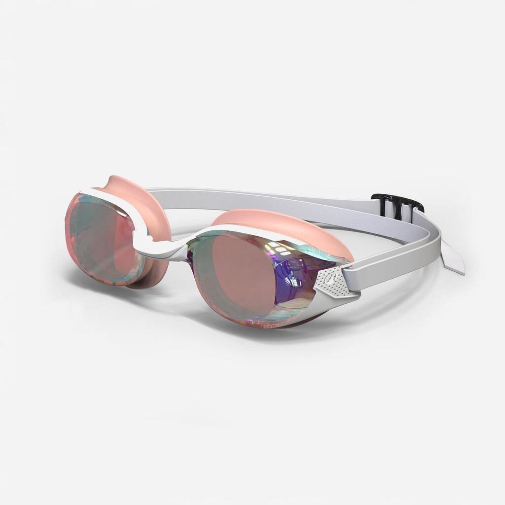 Swimming goggles One Size Fits All - Bfit white mirror lenses pink