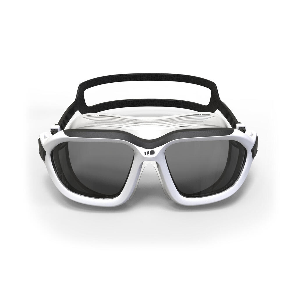 Plavecké okuliare Active dymové sklá najväčšia veľkosť čierno-biele