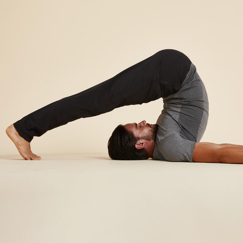 Pantaloni uomo yoga slim poliestere traspirante neri