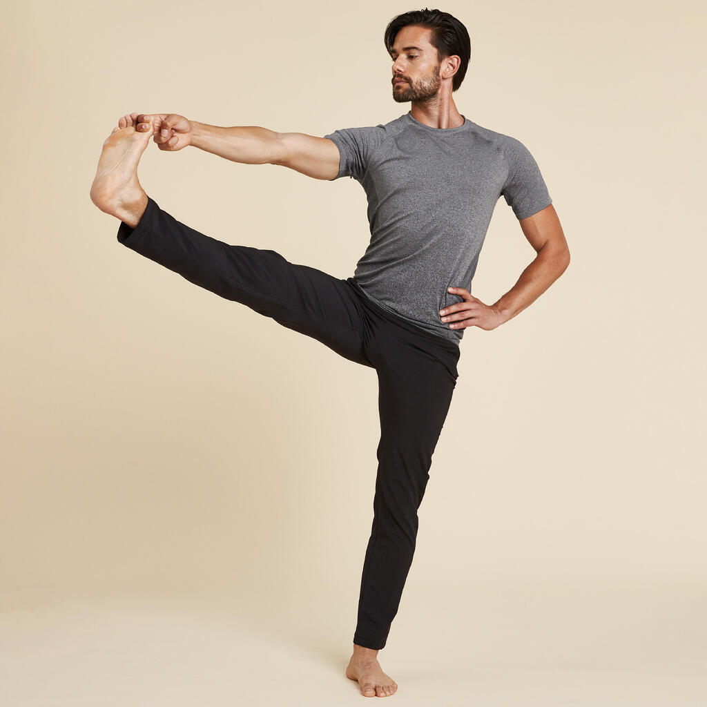 Vīriešu austa auduma dinamiskās jogas bikses, melnas