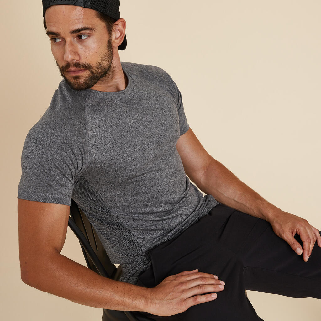 Men's Seamless Short-Sleeved Dynamic Yoga T-Shirt - White