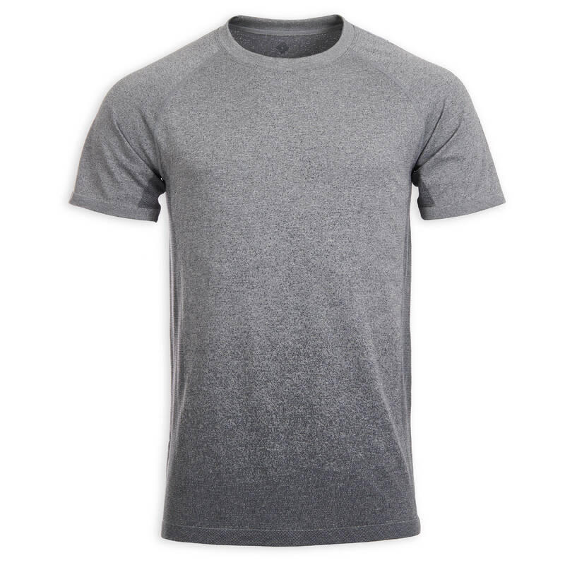 Camiseta para yoga dinámico manga corta y ajustada para Hombre Kimjaly gris  - Decathlon