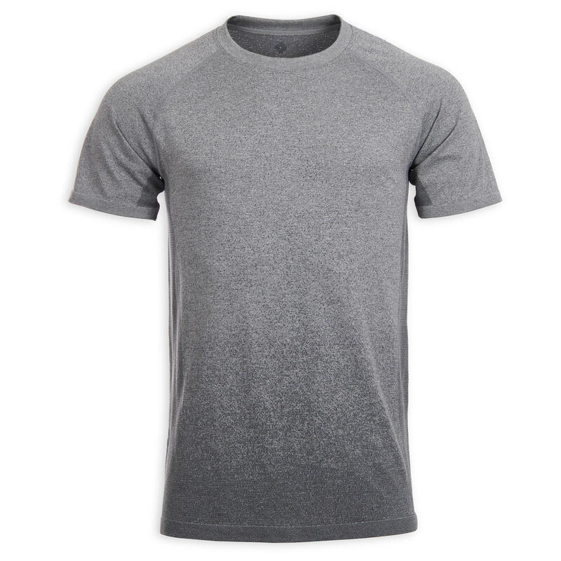 T-shirt uomo yoga regular poliestere traspirante seamless grigio chiaro