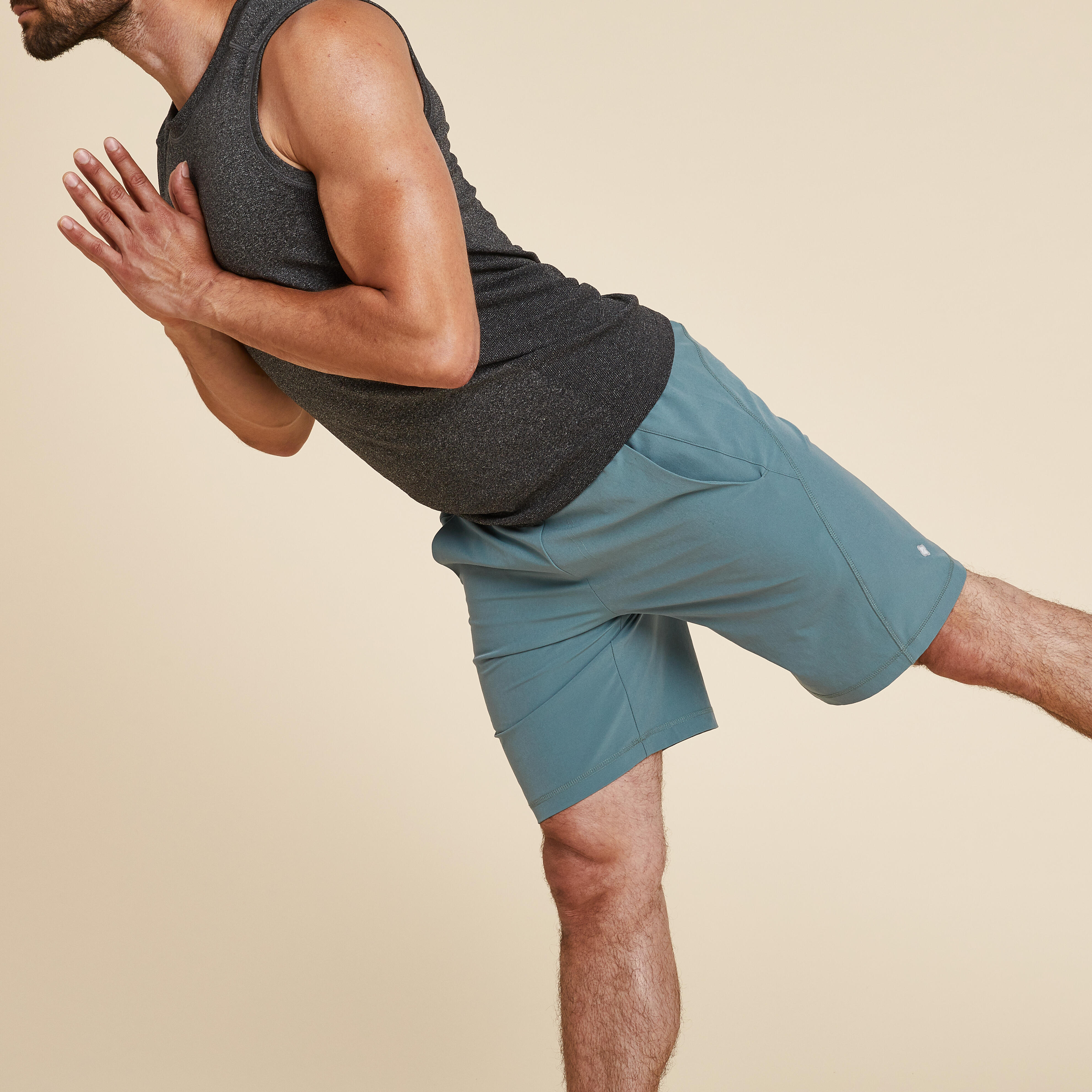 Men's Woven Dynamic Yoga Shorts - Khaki 