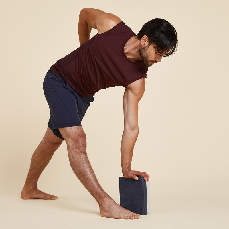 Pantaloncini uomo yoga poliestere traspirante blu