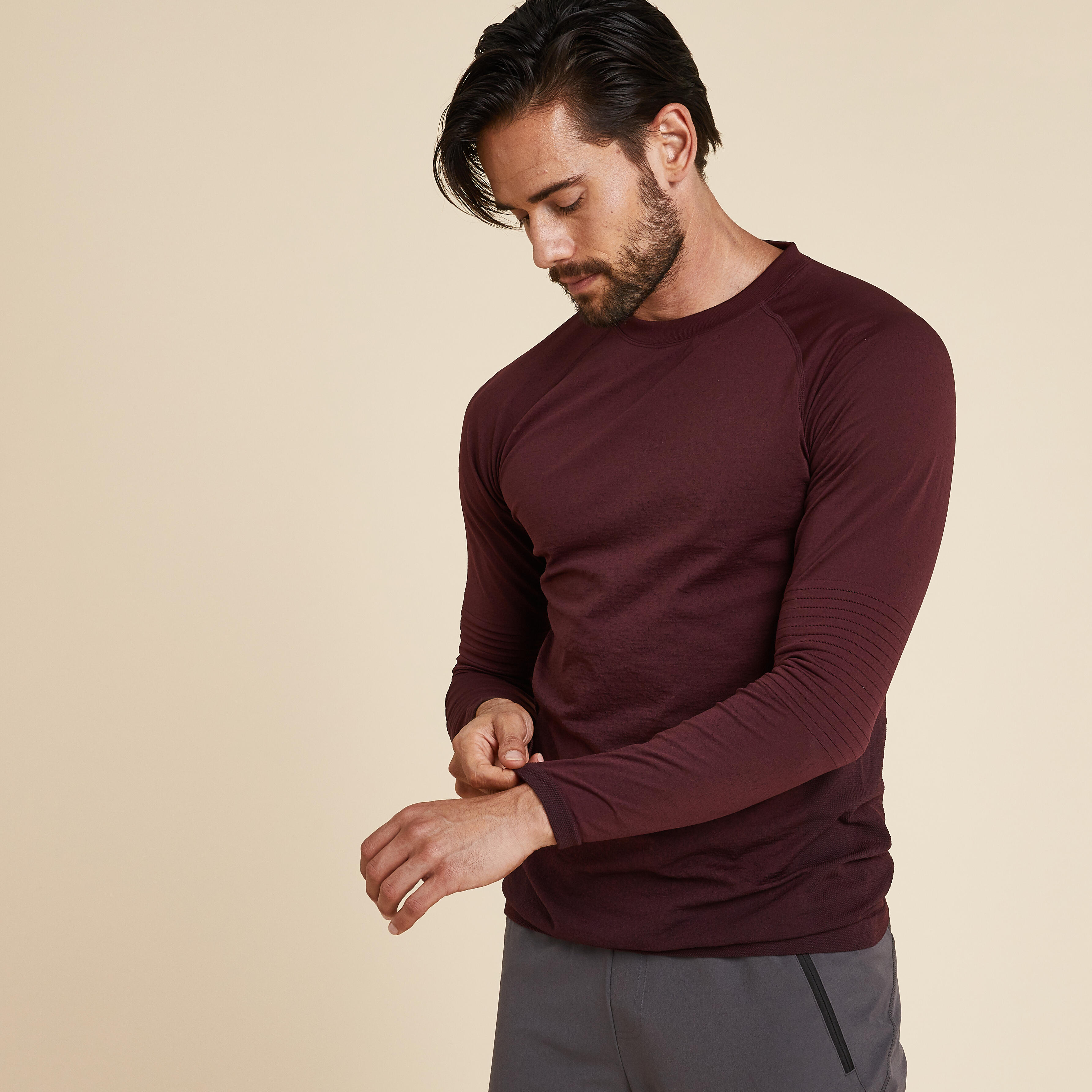 maroon long sleeve shirt men's