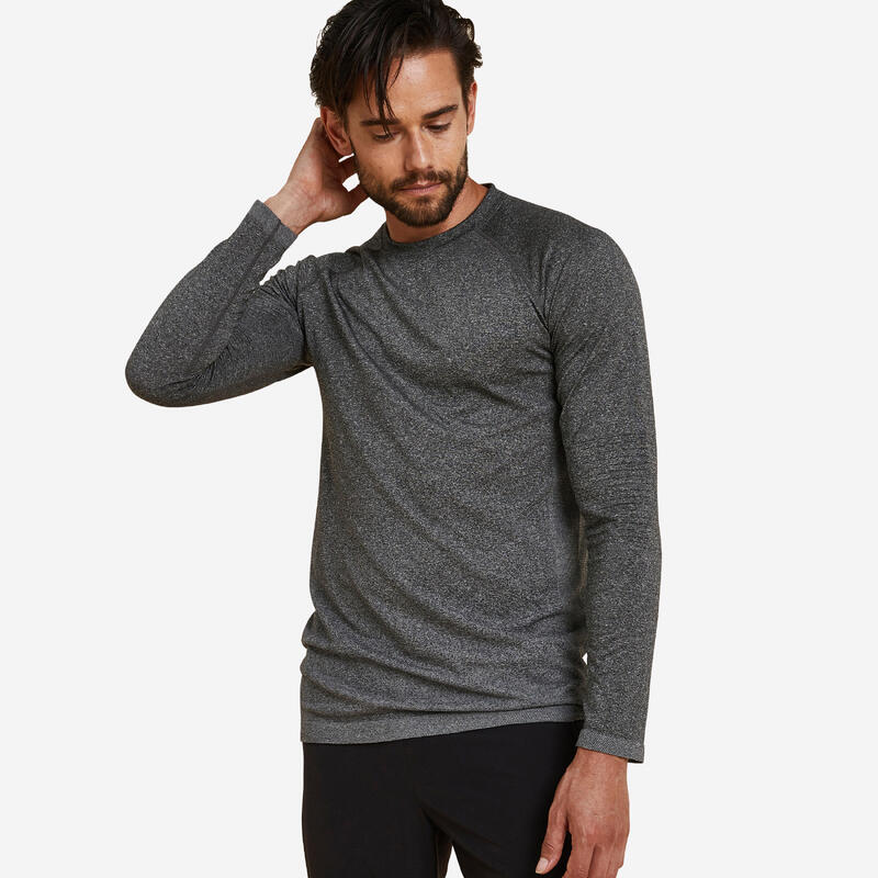 T-SHIRT SEAMLESS MANCHES LONGUES HOMME GRIS