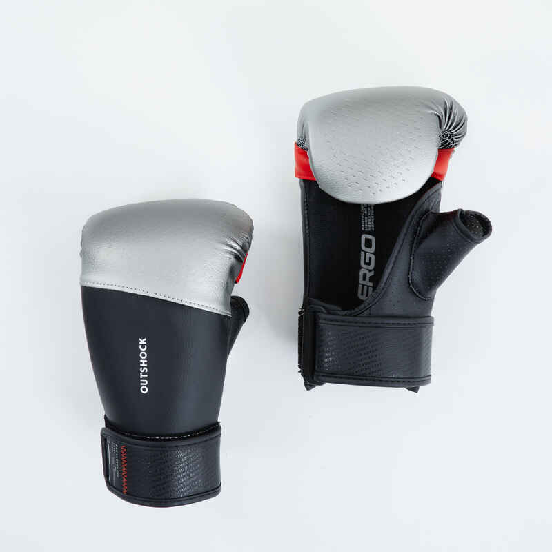 Guantes saco boxeo Outshock 500 negro/plata