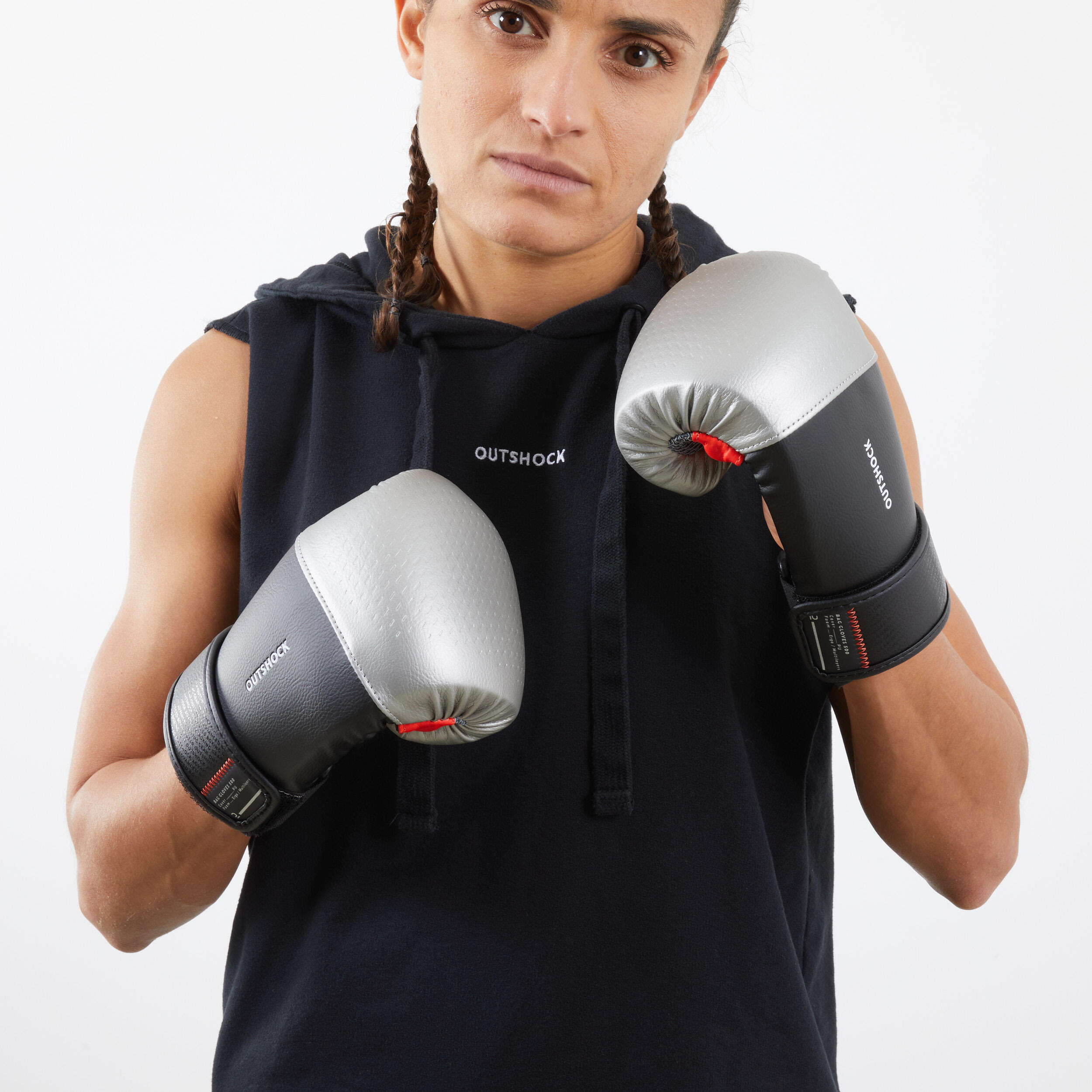 Punching Bag Gloves 500 Black Silver