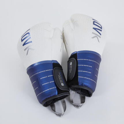 Gants de boxe avec maintien articulaire du poignet, bleu et blanc