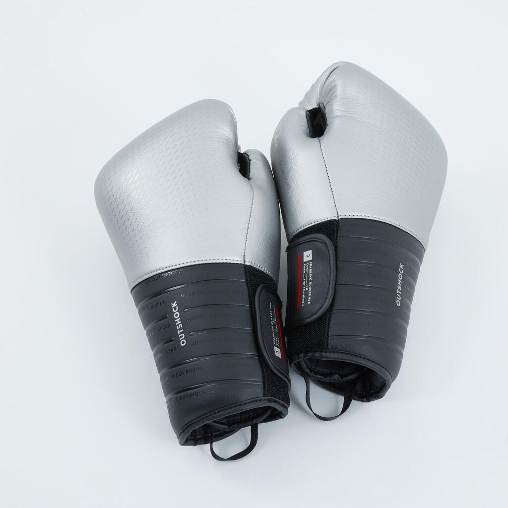 GUANTES DE BOX SPARRING 900 NEGRO/PLATA