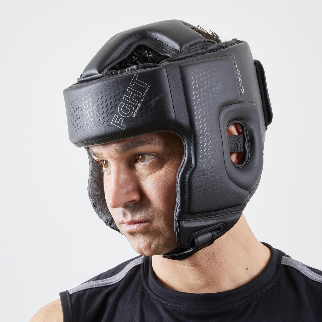 Pieaugušo boksa galvas aizsargs ar atvērtu seju “900”, melns