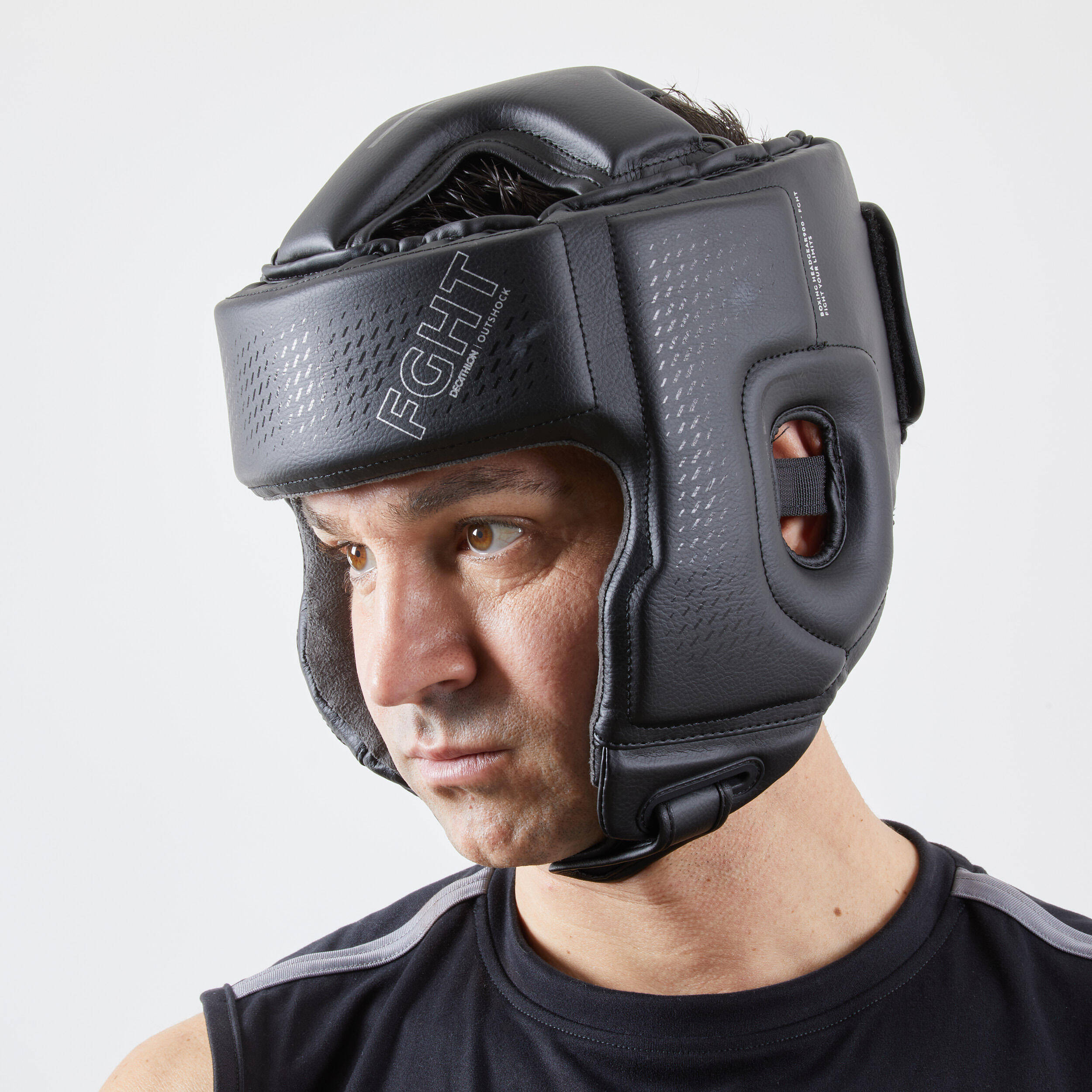 Adult Boxing Open Face Headguard 900 - Black -  1