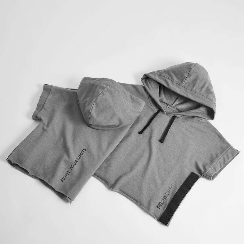 Boxhoodie 100 Kapuze Damen grau